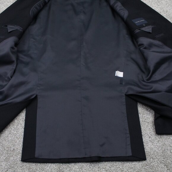 Banana Republic Blazer Men 42R Black Pinstriped Wool 2 Button Sports Jacket Coat - Picture 8 of 14